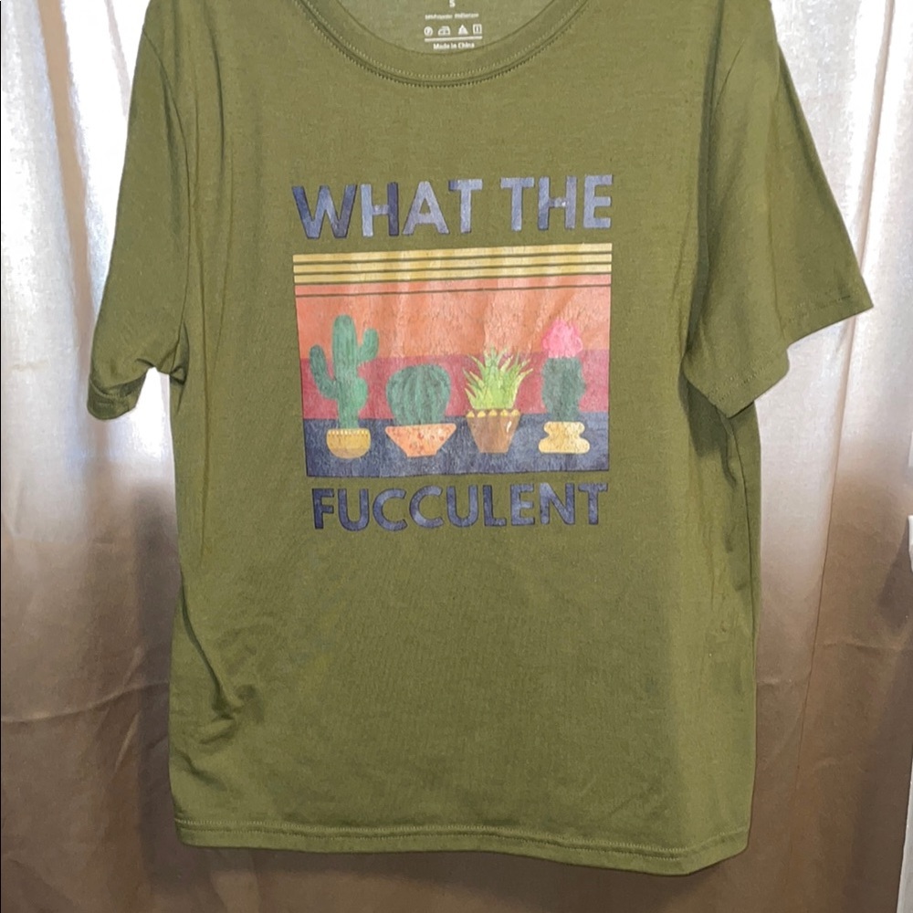 Green Graphic Tee with Cactus Design